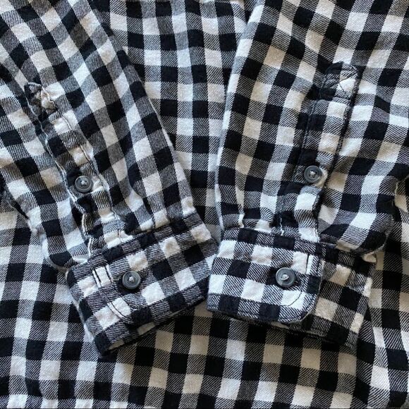 American Eagle Oversized Plaid Shirt Black White Small Relaxed Fit - Picture 5 of 12